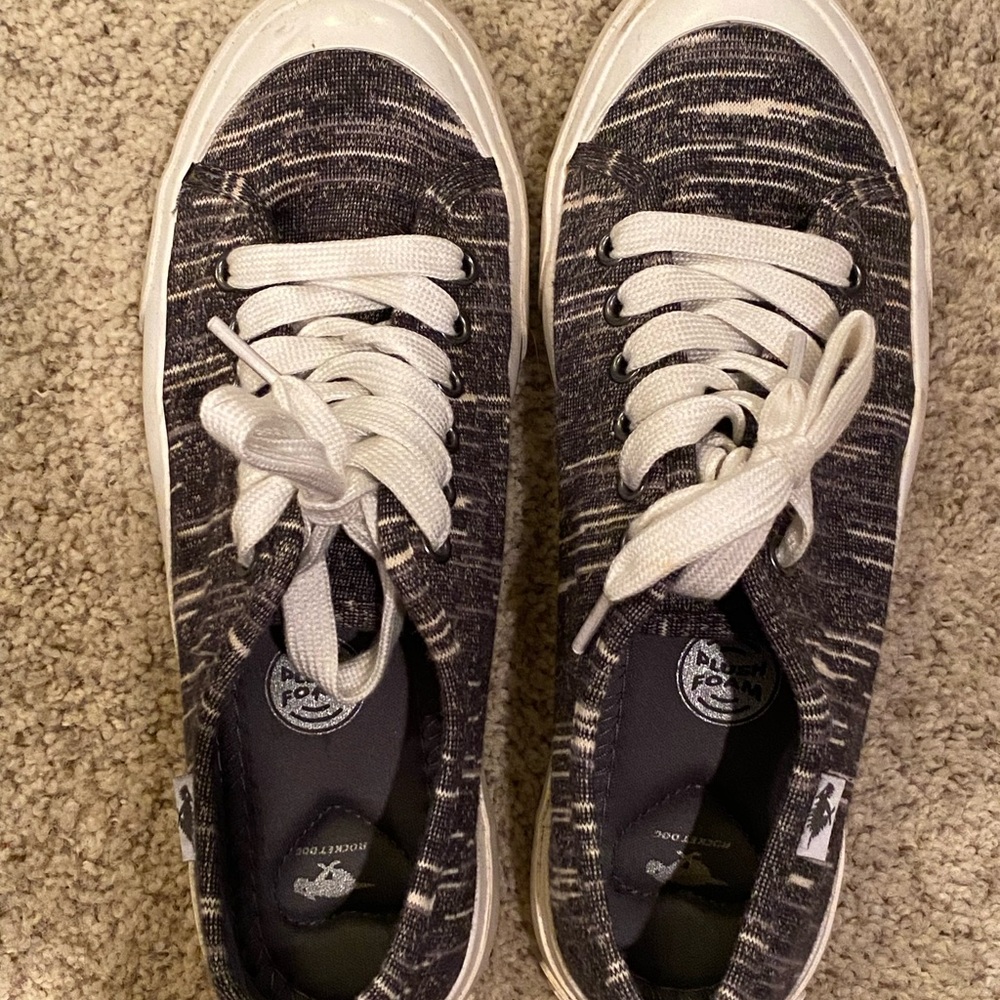 Rocket Dog Black and White Knit Lace-Up Women's Sneakers